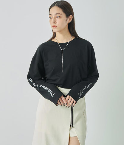 袖 メッセージロゴ ロング Tシャツ ロンT クルーネック 長袖 793-9054