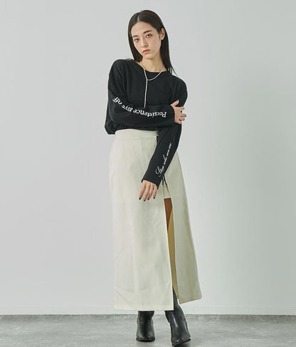 袖 メッセージロゴ ロング Tシャツ ロンT クルーネック 長袖 793-9054