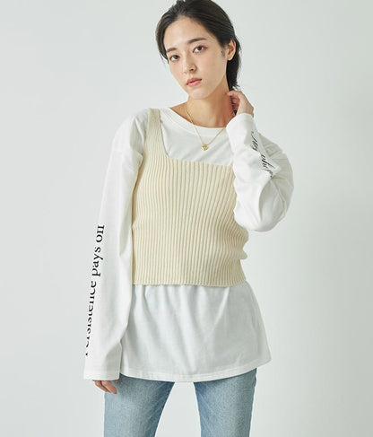 袖 メッセージロゴ ロング Tシャツ ロンT クルーネック 長袖 793-9054