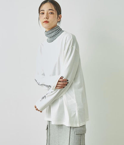 袖 メッセージロゴ ロング Tシャツ ロンT クルーネック 長袖 793-9054