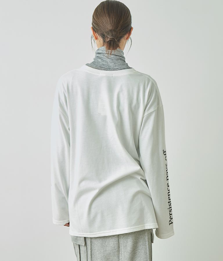 袖 メッセージロゴ ロング Tシャツ ロンT クルーネック 長袖 793-9054