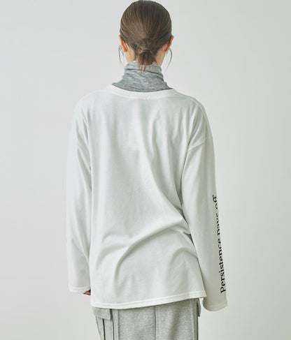 袖 メッセージロゴ ロング Tシャツ ロンT クルーネック 長袖 793-9054