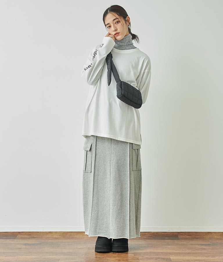 袖 メッセージロゴ ロング Tシャツ ロンT クルーネック 長袖 793-9054