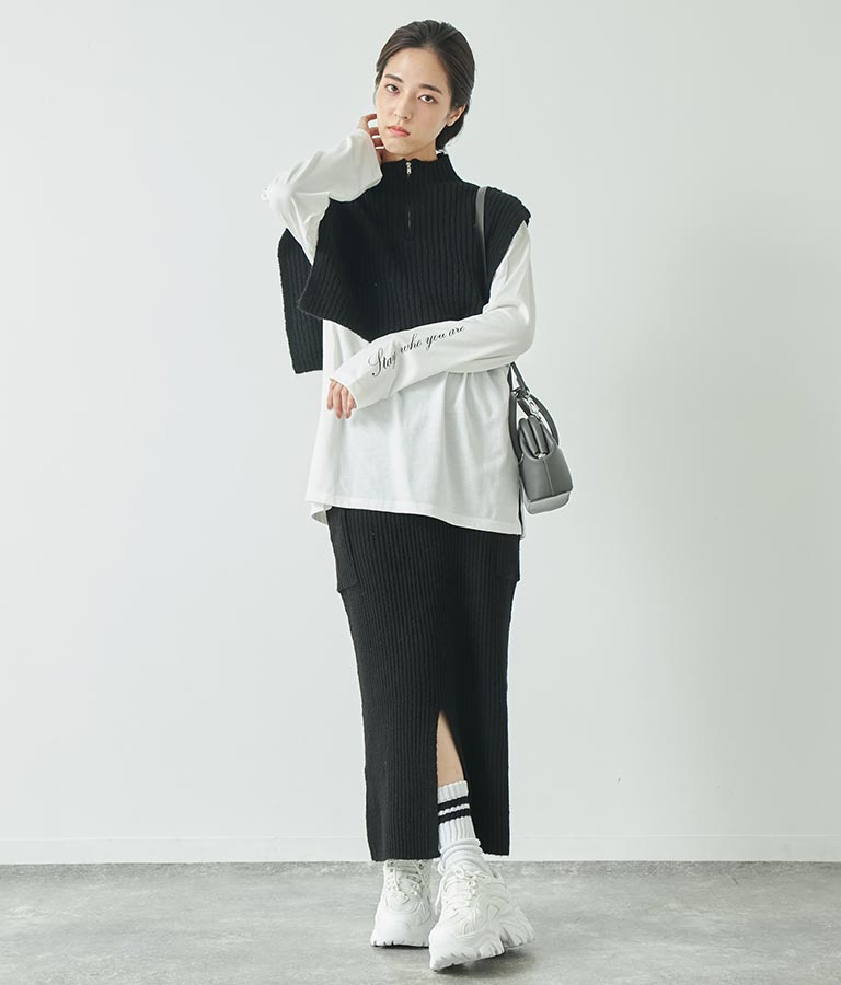 袖 メッセージロゴ ロング Tシャツ ロンT クルーネック 長袖 793-9054