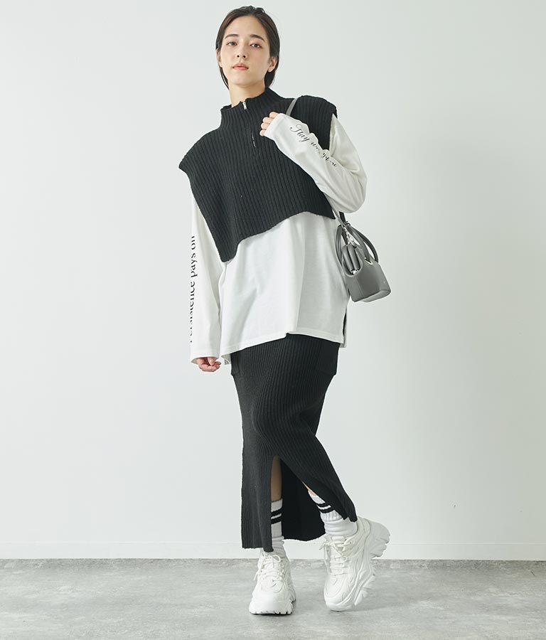 袖 メッセージロゴ ロング Tシャツ ロンT クルーネック 長袖 793-9054