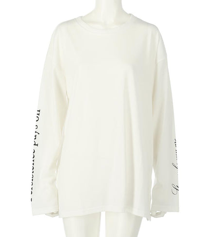 袖 メッセージロゴ ロング Tシャツ ロンT クルーネック 長袖 793-9054