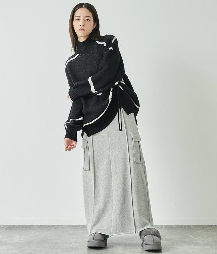 シャーリング ハイネック ニット トップス 793-9057
