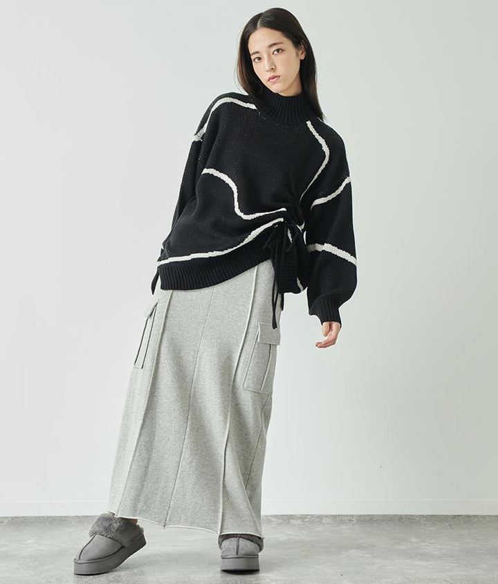 シャーリング ハイネック ニット トップス 793-9057