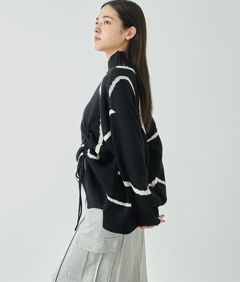 シャーリング ハイネック ニット トップス 793-9057