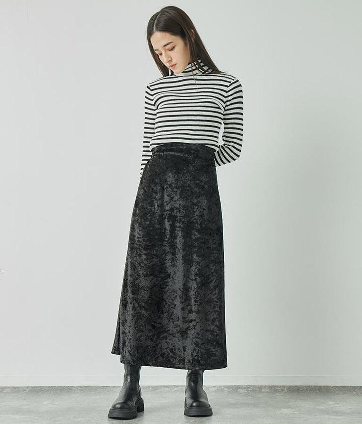 クラッシュ ベロア フレア ロング スカート 151-5527