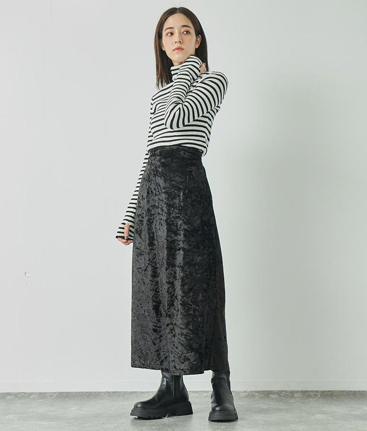 クラッシュ ベロア フレア ロング スカート 151-5527