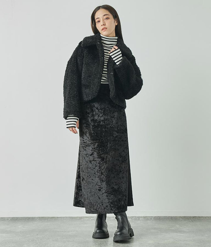 クラッシュ ベロア フレア ロング スカート 151-5527
