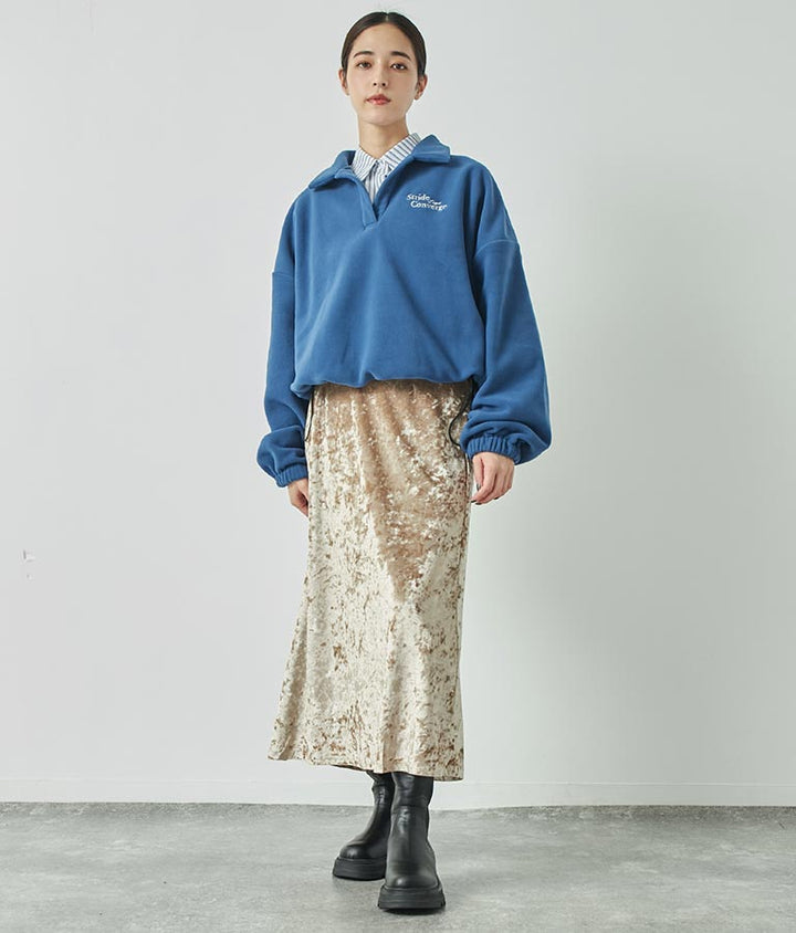 クラッシュ ベロア フレア ロング スカート 151-5527