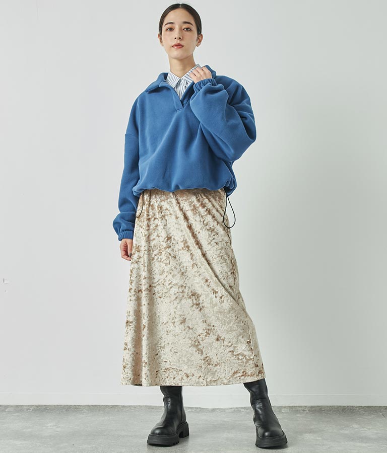 クラッシュ ベロア フレア ロング スカート 151-5527