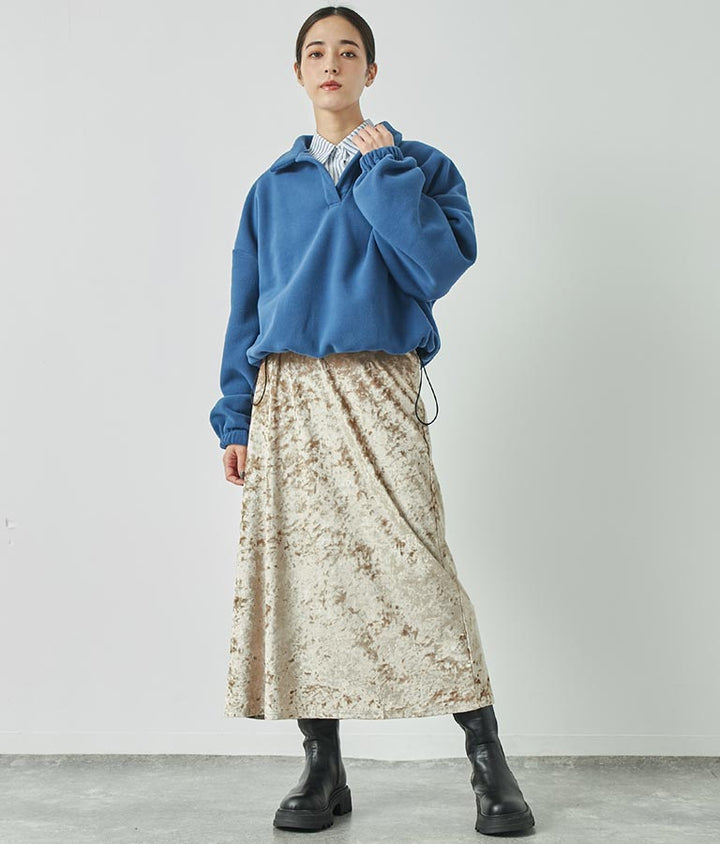 クラッシュ ベロア フレア ロング スカート 151-5527