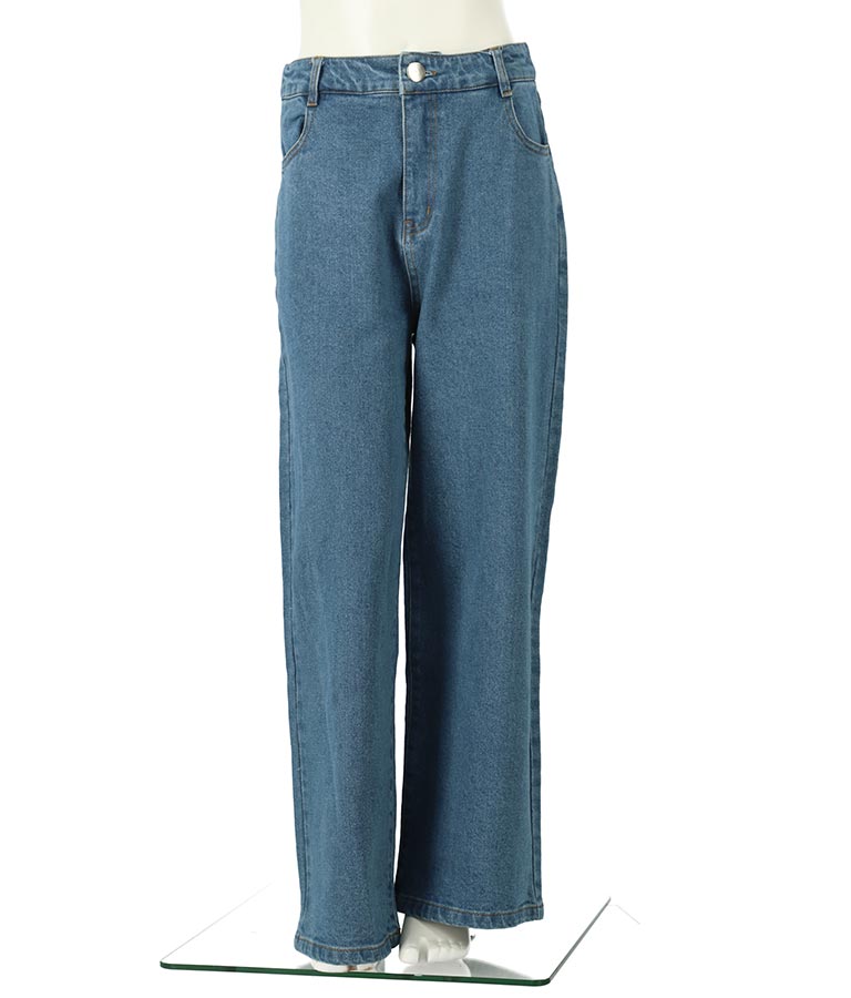 ストレッチ デニム ワイドパンツ