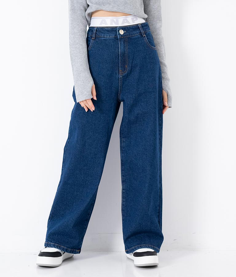 ストレッチ デニム ワイドパンツ 912-7328