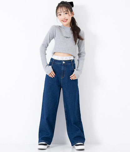 ストレッチ デニム ワイドパンツ 912-7328