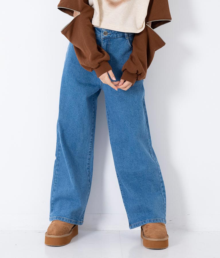 ストレッチ デニム ワイドパンツ 912-7328
