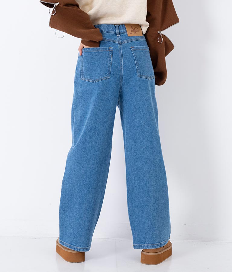 ストレッチ デニム ワイドパンツ 912-7328