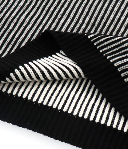 モノトーン ストライプ ニット トップス