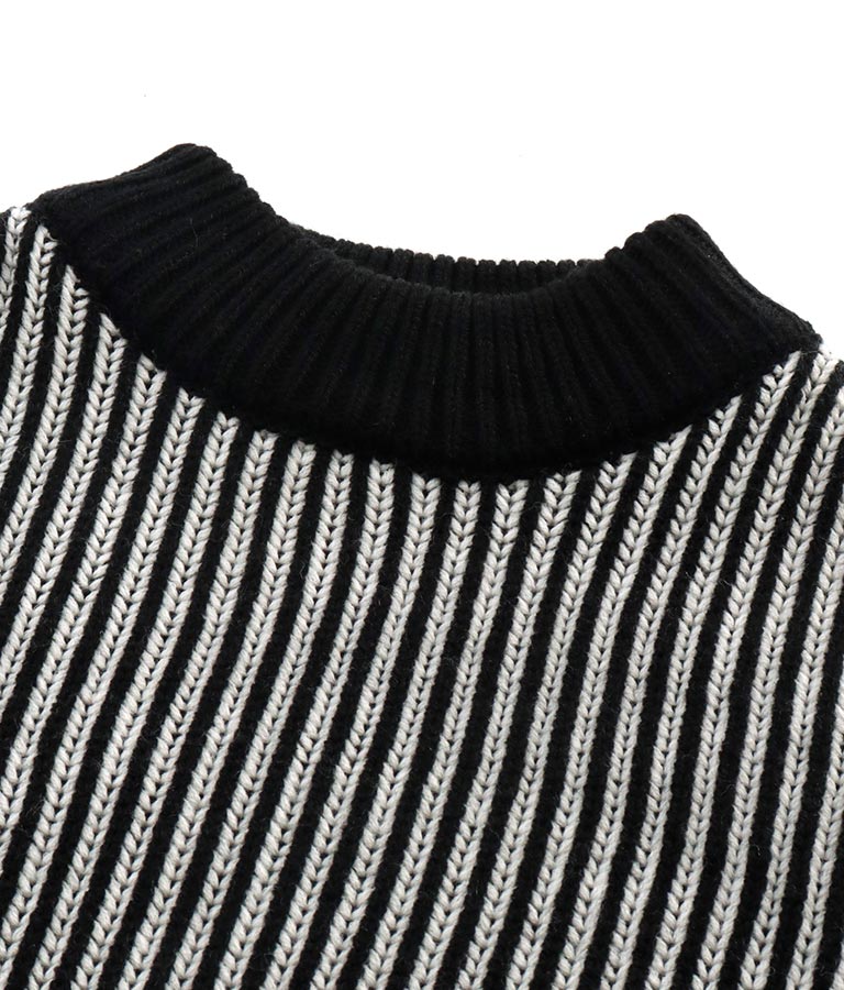 モノトーン ストライプ ニット トップス 493-2561