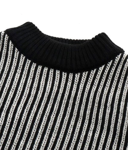 モノトーン ストライプ ニット トップス 493-2561