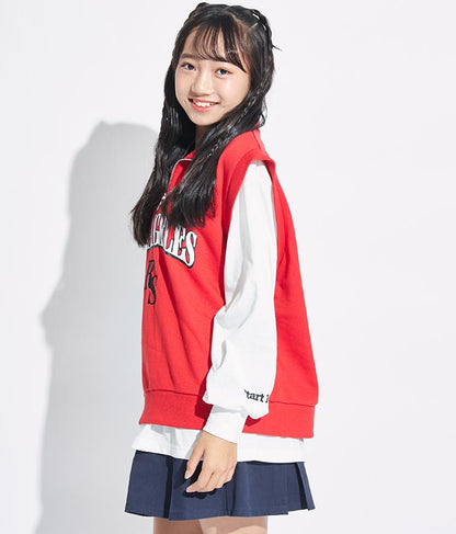 R+S ハーフジップ 裏毛 ベスト × ロングTシャツ セット 918-7355