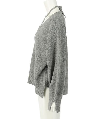 ブークレ Vネック ニット トップス × ホルターネック キャミソール セット 【セットアップ着用可】 798-9074