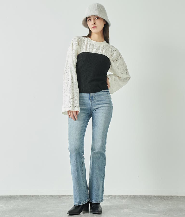 ブークレ Vネック ニット トップス × ホルターネック キャミソール セット 【セットアップ着用可】 798-9074