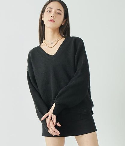 ブークレ Vネック ニット トップス × ホルターネック キャミソール セット 【セットアップ着用可】 798-9074