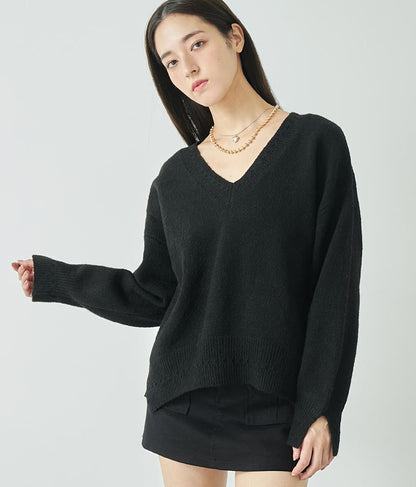 ブークレ Vネック ニット トップス × ホルターネック キャミソール セット 【セットアップ着用可】 798-9074