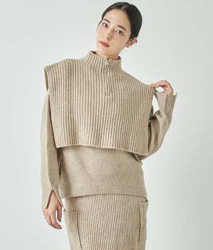 ブークレ Vネック ニット トップス × ホルターネック キャミソール セット 【セットアップ着用可】 798-9074