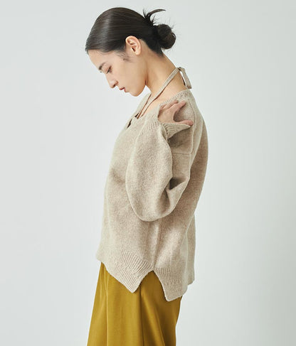 ブークレ Vネック ニット トップス × ホルターネック キャミソール セット 【セットアップ着用可】 798-9074