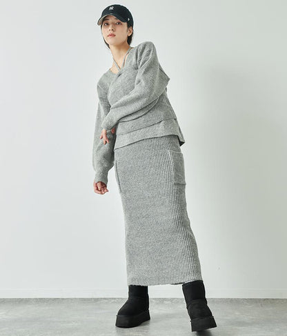 ブークレ ニット スカート 【セットアップ着用可】 791-9076