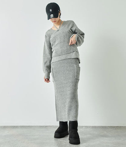 ブークレ ニット スカート 【セットアップ着用可】 791-9076