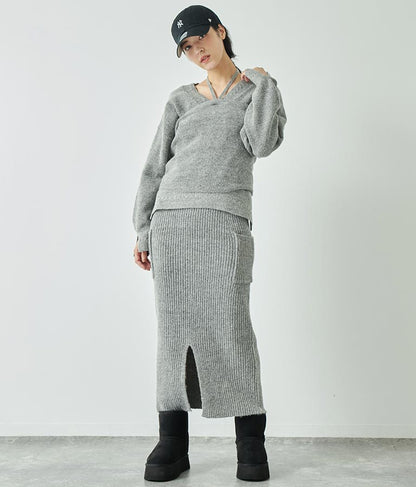 ブークレ ニット スカート 【セットアップ着用可】 791-9076