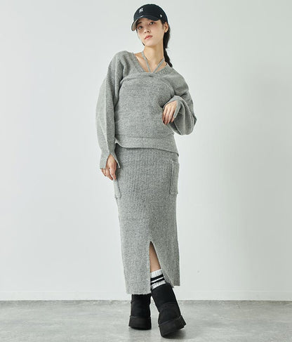 ブークレ ニット スカート 【セットアップ着用可】 791-9076