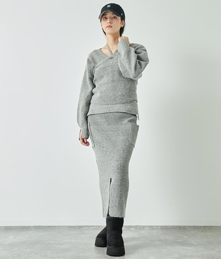 ブークレ ニット スカート 【セットアップ着用可】 791-9076