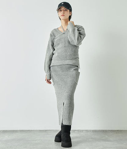 ブークレ ニット スカート 【セットアップ着用可】 791-9076