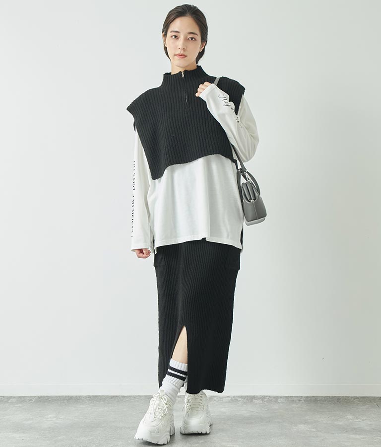 ブークレ ニット スカート 【セットアップ着用可】 791-9076