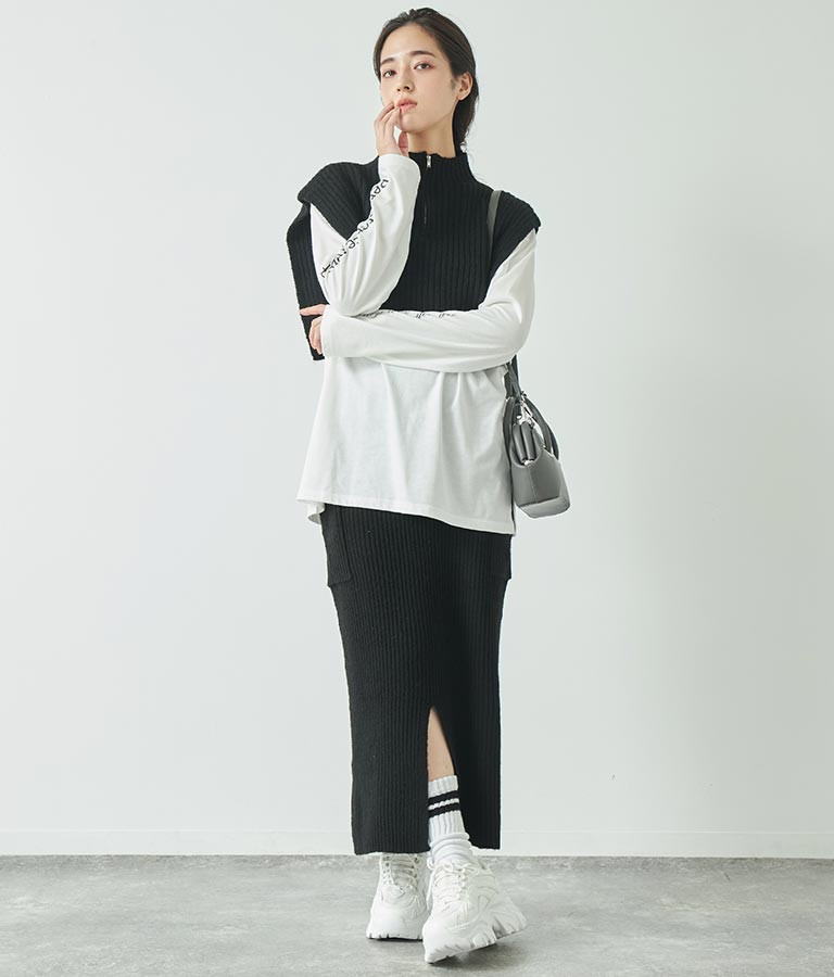 ブークレ ニット スカート 【セットアップ着用可】 791-9076