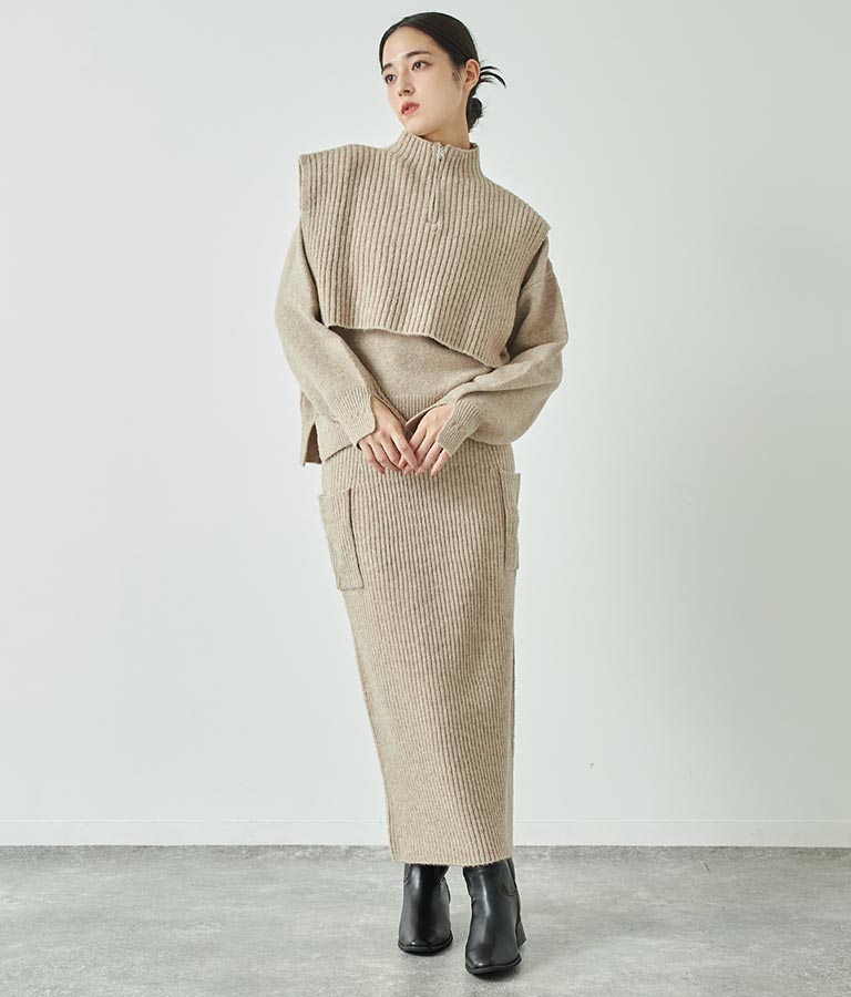 ブークレ ニット スカート 【セットアップ着用可】 791-9076