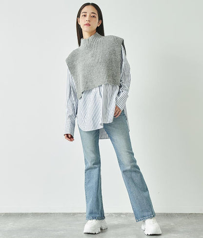 ブークレ ハーフジップ ニット ベスト 【セットアップ着用可】 793-9075