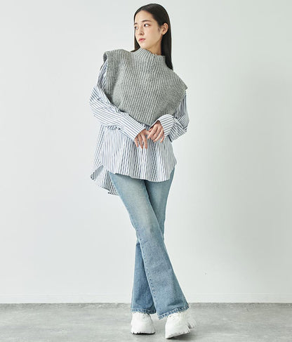 ブークレ ハーフジップ ニット ベスト 【セットアップ着用可】 793-9075