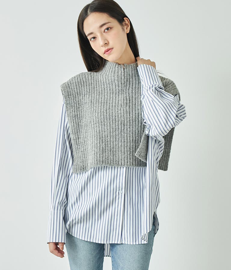 ブークレ ハーフジップ ニット ベスト 【セットアップ着用可】 793-9075