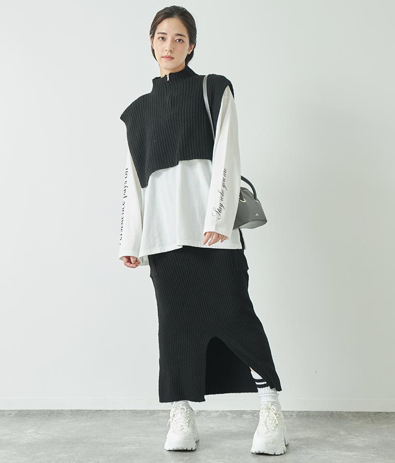 ブークレ ハーフジップ ニット ベスト 【セットアップ着用可】 793-9075