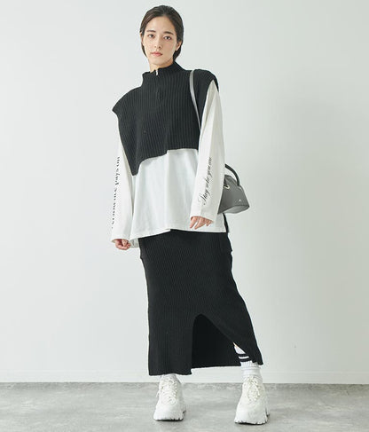 ブークレ ハーフジップ ニット ベスト 【セットアップ着用可】 793-9075