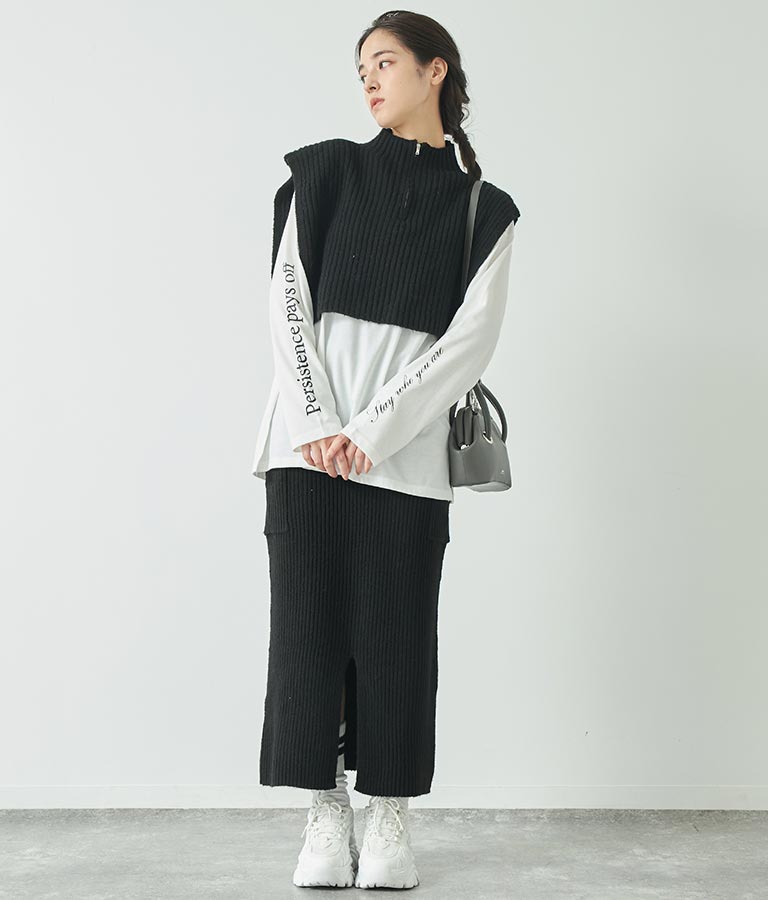 ブークレ ハーフジップ ニット ベスト 【セットアップ着用可】 793-9075