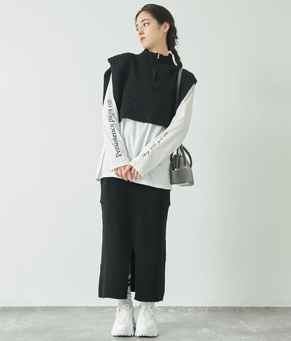 ブークレ ハーフジップ ニット ベスト 【セットアップ着用可】 793-9075